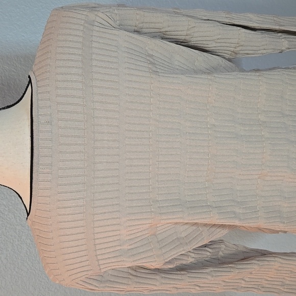 PEACE OF CLOTH Off to the Races Crewneck Sweater Cream Back White Stripes Large - Picture 9 of 13